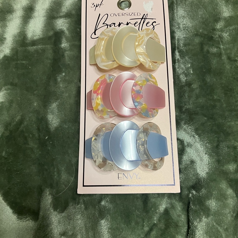 envy Pastel Trio Oversized Barnette Clips — Yellow, Pink, Blue